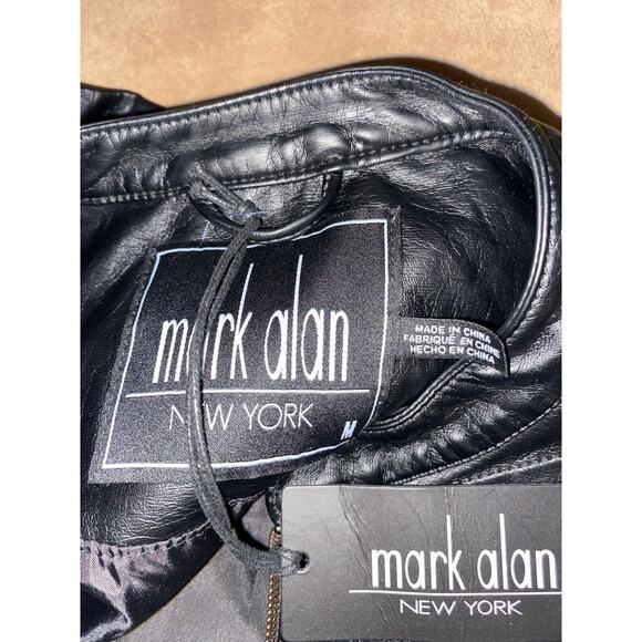 NWT Mark Alan New York size Medium Black Front Zip Faux Leather Moto Jacket - Picture 8 of 12